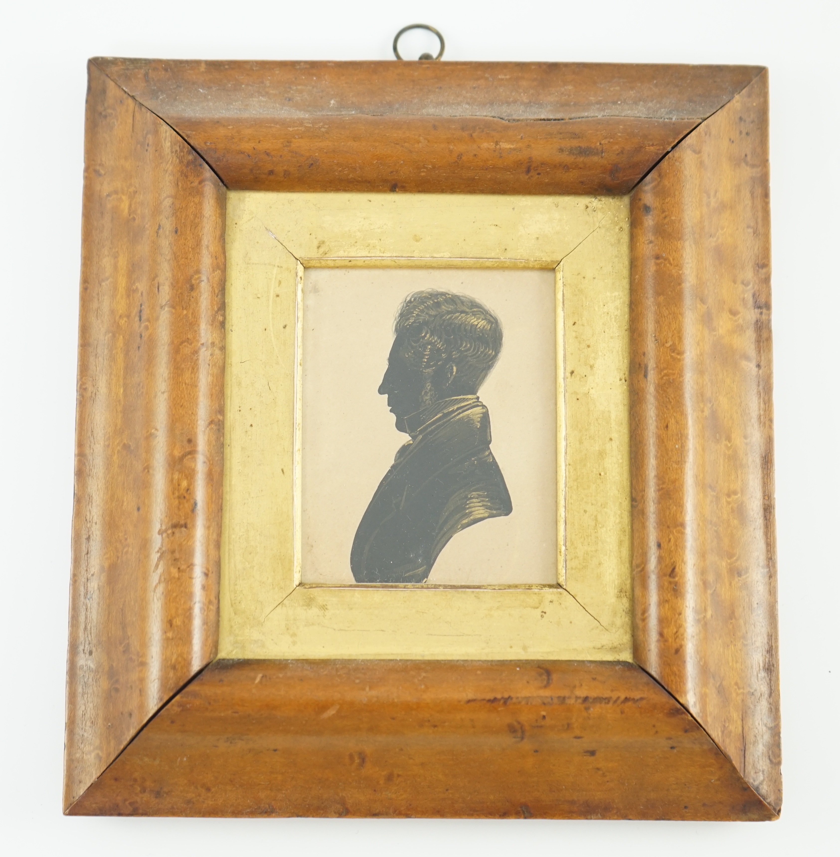 Victorian School, Silhouette of a gentleman, bronzed and cut paper, 7.5 x 6cm.